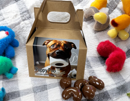 Puppy Poo Box Chocolate Covered Cashews