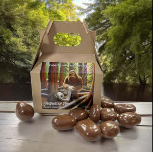 Sasquatch Poo Box with pecans on deck in the woods
